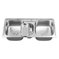 Quality Welding 3 Basin Stainless Steel Triple Bowl Kitchen Sink 1000*480*200mm for sale