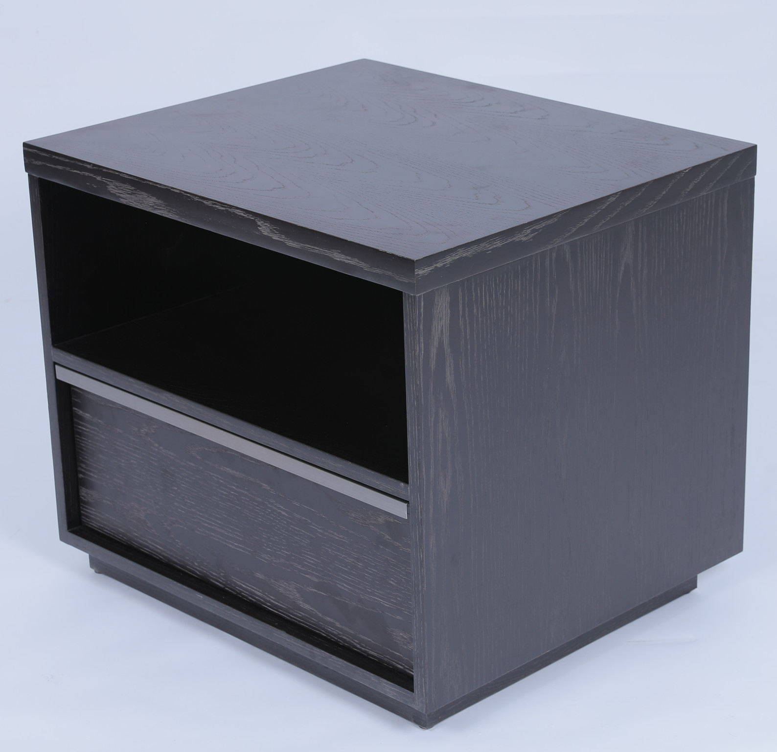 China Hotel Luxury One Drawer Bedside Tables With Black Natural American Oak Wood Veneer factory