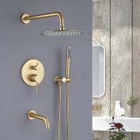 China Ceiling Mount Bathroom Shower Faucets 12 Inch Shower Head With Handheld Gold factory