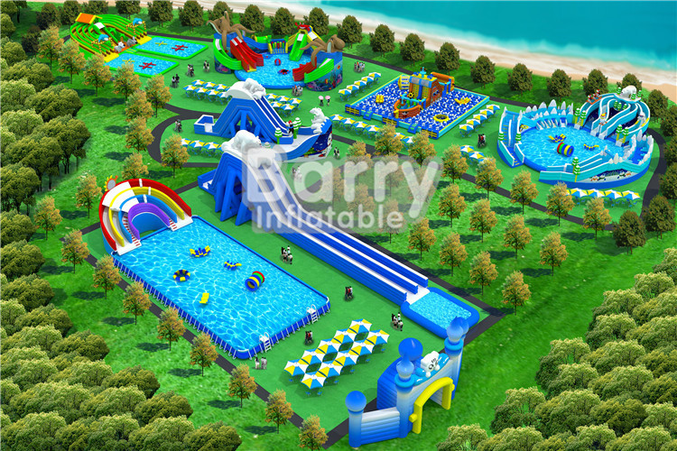 China Free Design Mobile Inflatable Water Park Equipment / Big Water Slides factory