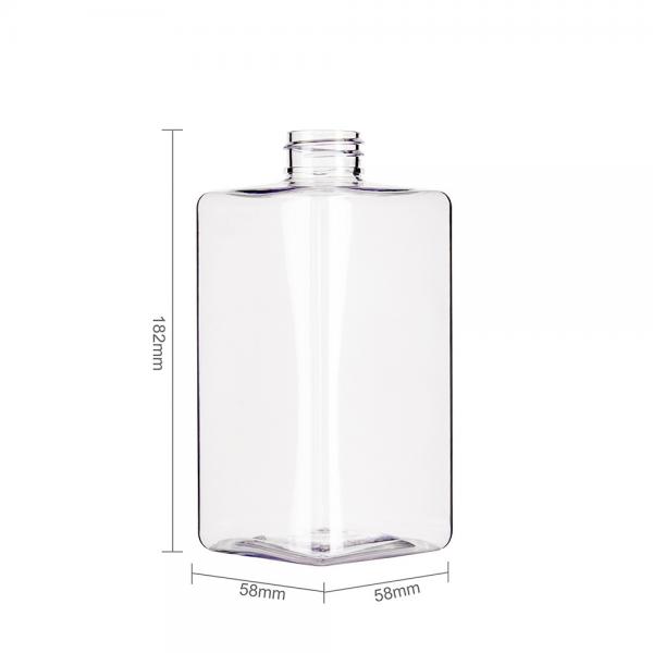 Quality Square Clear Plastic Shampoo Bottles With Pump Personal Care Packaging 500ml for sale