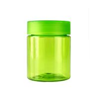 Quality Transparent Green 4oz Cannabis Plastic Jar PET Child Resistant Jar For 5g 6g Flower for sale