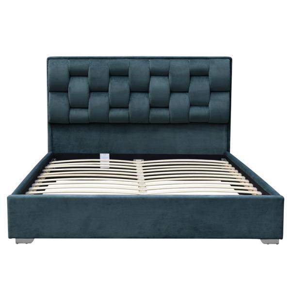 Quality Customized Double Size Velvet Fabric Bed Frame With Tufted High Headboard for sale