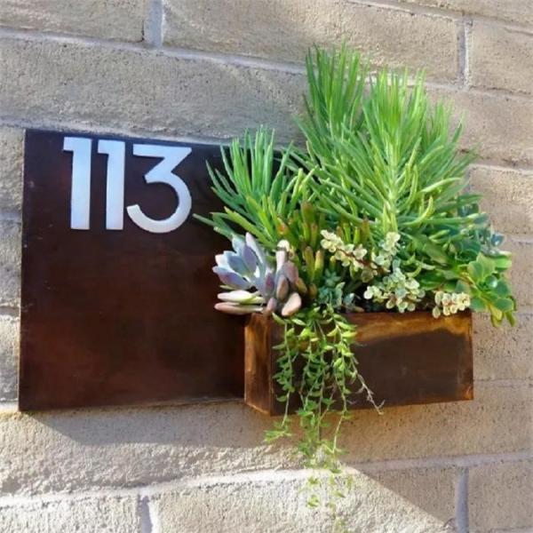 Quality Outdoor Rusty Metal Ornaments Weathering Steel Rectangle Wall Hanging Planter for sale