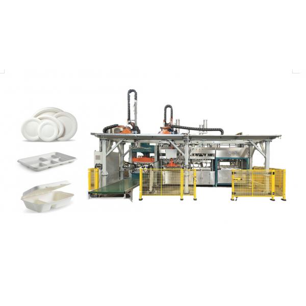 Quality Automated Biodegradable Sugarcane Bagasse Pulp Molding Machine With Double Horizontal Walking Manipulator for sale