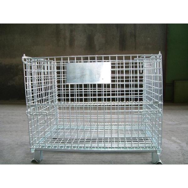 Quality Galvanized Movable Metal Wire Cages , Wire Mesh Storage Container for sale