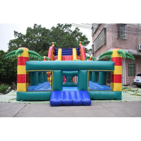 Quality Giant Inflatable Palm Tree Slides / Inflatable Combo With Safety Rail Protection for sale