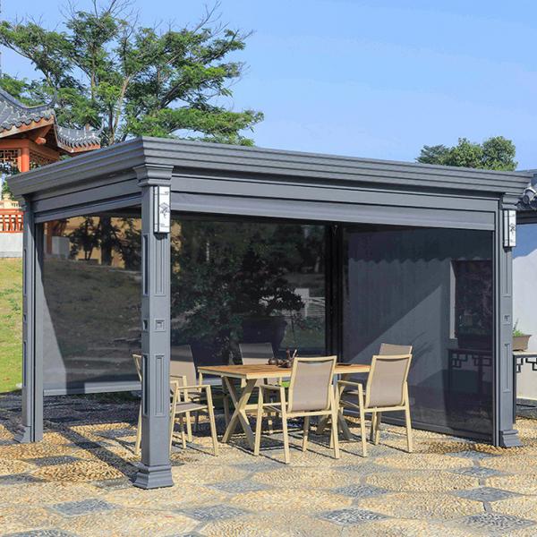 Quality 6x4m Metal Roof Gazebo Villa Yard Electric Flip Louvers Modern Aluminum Pergola for sale