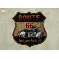 China Resin Motorcycle Wall Decor Antique Route 66 Wall Plaques Pub Sign Wood Wall Art Sign factory