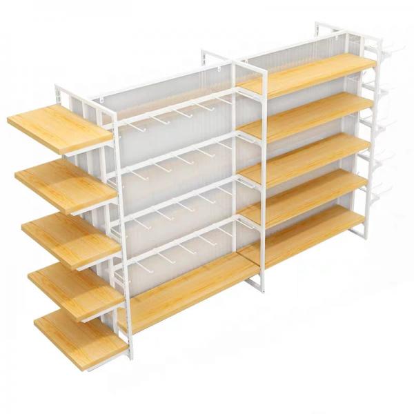 Quality 30kg Capacity Miniso Display Rack For Merchandise Display 5Layers Steel Wood Structure for sale
