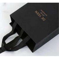 China Professional Small Black Paper Bags , Personalised Paper Bags With Ribbon Handle factory