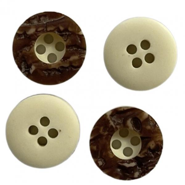 Quality Polyester Fake Shell Buttons With Concave Central Four Hole In 18L For Shirt Sewing for sale
