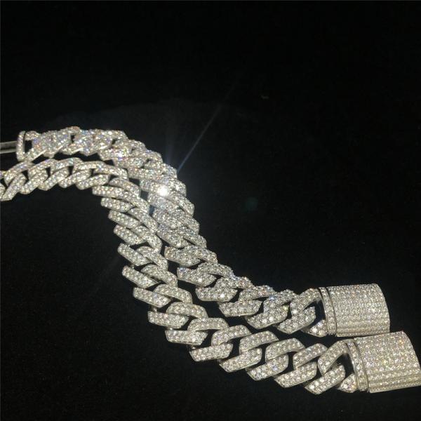 Quality 2Raw Moissanite Cuban Chain Bracelet 24inch 14mm Cuban Link For Birthday Party for sale