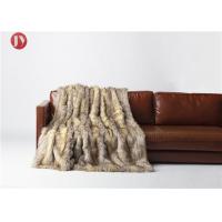 China Multi Colors Soft long Fur Throw Blanket , Brown Faux Fur Luxury Blanket Mountain Coyote Stripes factory