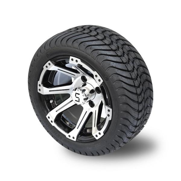 Quality Black Aluminum 12 Inch Golf Cart Wheels And Tires 215 35 12 With 8 Spokes for sale