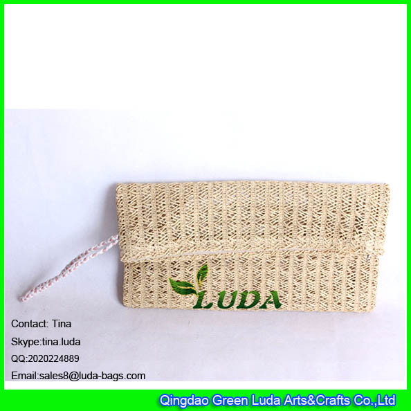 China LUDA Paper Straw Clutch Purse Tote Bag Colored Straw Hard Case Natural factory