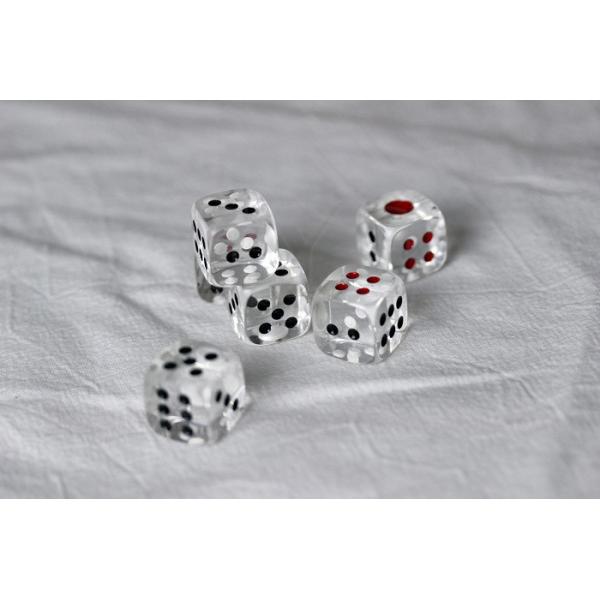 Quality 6 Dice Sides Transparent Magic Gambling Dice Plastic Material Regular Size for sale