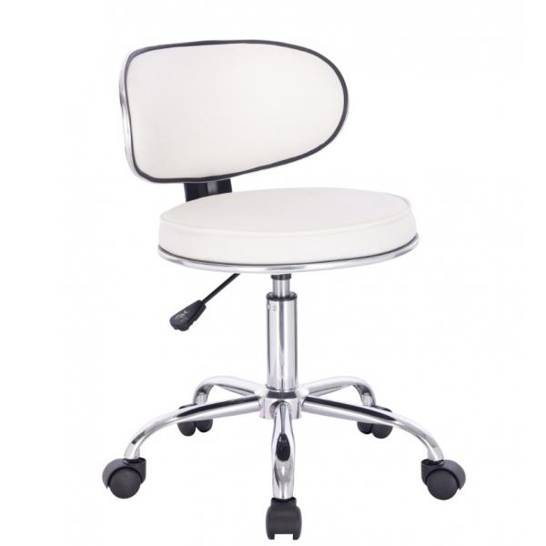 Quality Leather Modern Upholstered Office Chair 46.5-57.5cm Round Frame With Swivel Adjustable Chrome Leg And Castors for sale