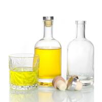 Quality Vodka Whisky 500ml Spirit Bottles Transparent Round Glass Liquor Decanters for sale