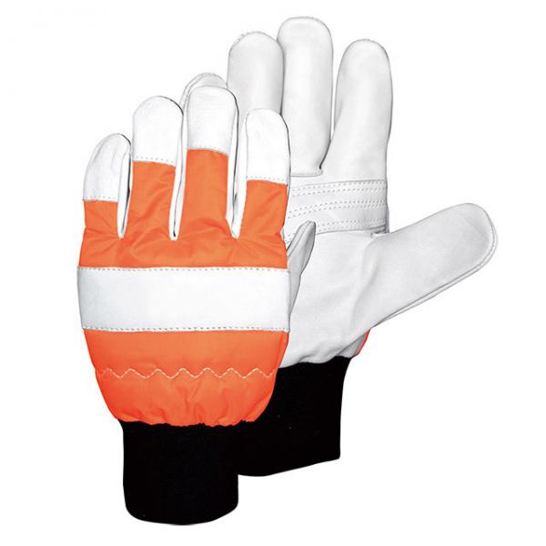 Quality Class 0 cut resistant Leather Chainsaw Gloves / Chainsaw Protective Gloves for sale