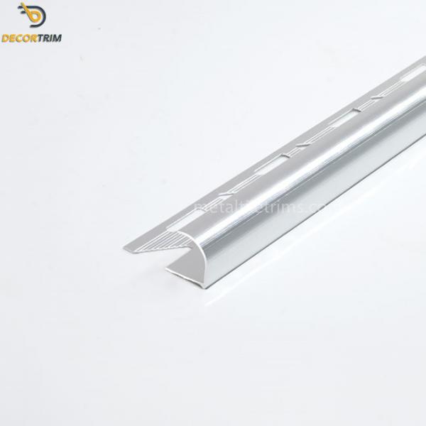 Quality 11mm Tile Edge Protection Strip , Polish Silver Round Aluminum Strip For Tiles for sale