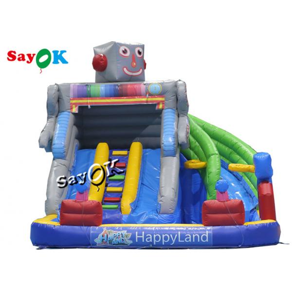 Quality Inflatable Bouncy Slides Custom Backyard Robot Themed Inflatable Water Slide With Pool for sale