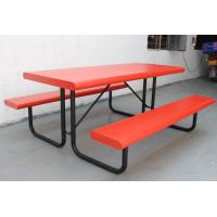 China Perforated Steel Commercial Picnic Tables , Outdoor Table With Umbrella Hole OEM factory