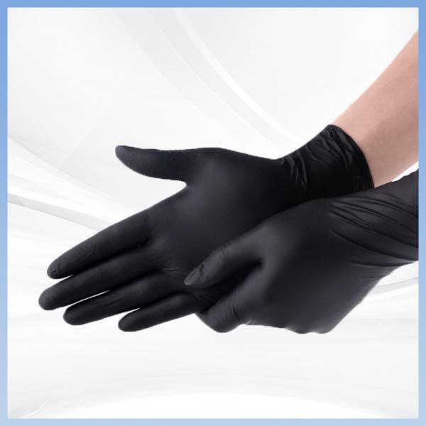 Quality Black Textured Disposable sterile nitrile gloves For Healthcare Laboratory for sale