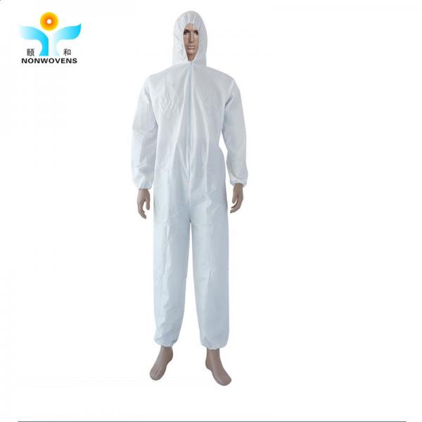 Quality OEM SMS Disposable Protective Coverall , Dust proof Acid Resistant Coveralls for sale