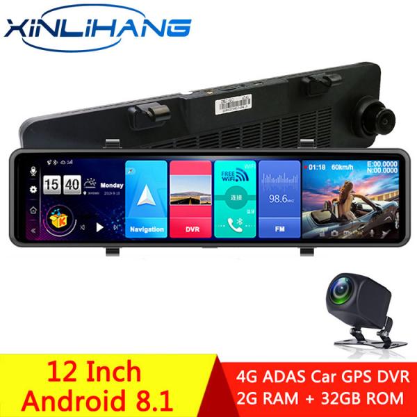 Quality Android 8.1 4G Rearview Mirror 1080P Full Hd Car DVR Vehicle Blackbox 12 Inch Dual Lens for sale