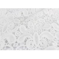 China Embroidery White Stretch Lace Fabric , Water Soluble Guipure Lace Fabric For Wedding Dresses factory