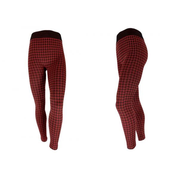 Quality Black And Red Check Womens Fleece Lined Leggings For Winter Working Suit for sale