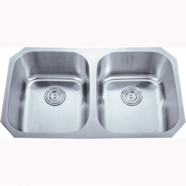Quality 0.7mm 0.8mm Under Counter Mount Stainless Steel Sink Double Bowl SUS201 for sale