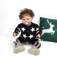 China Stars Pattern Jacquard Autumn Winter Organic Cotton Toddler Boy Girl Designer Knitted Baby Cardigan Sweater factory