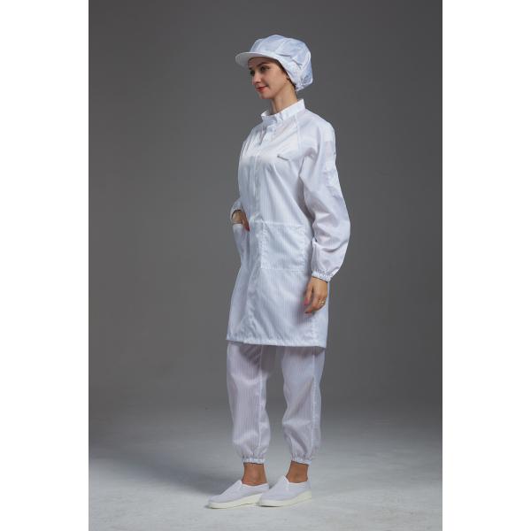 Quality Anti Static ESD Labcoat Garment Resuable Class1000 straight open stand collar for sale