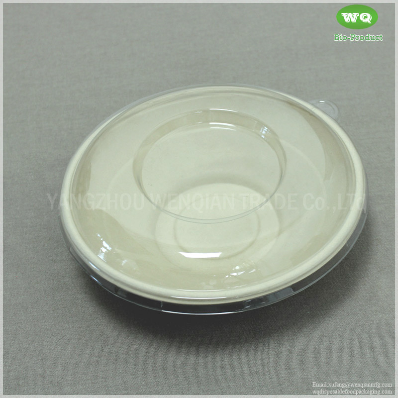 China 24oz Biodegradable Bagasse Bowl With Clear PET Lid, Eco-Friendly Natural Plant Fiber Pulp Salad Bowl Supplier & factory for sale