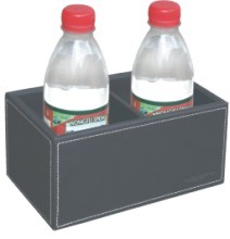 Quality PU Leather Hotel Guestroom Water Bottle Holder With 2 Slots for sale