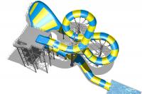 China Magic Flying Blanket Fiberglass Water Slides Platform 20m For Theme Park Project factory