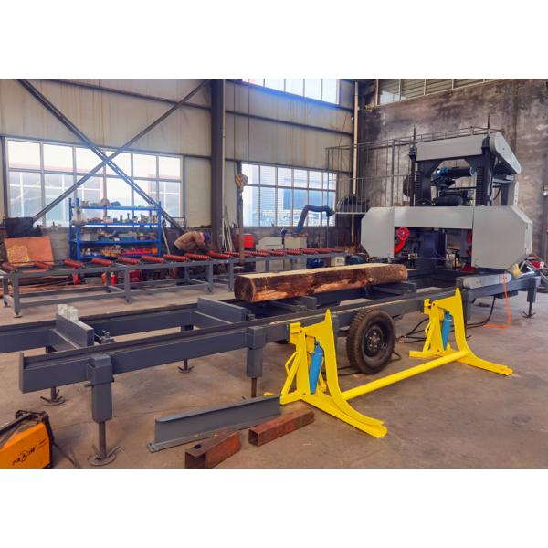 Quality MJ1000D horizontal diesel log portable band sawmill for log with mobile trailer for sale