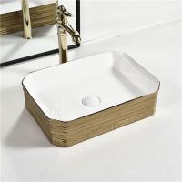 Quality Hotel Bathroom Sanitary Ware Plating Golden Countertop Face Hand Wash Basin for sale