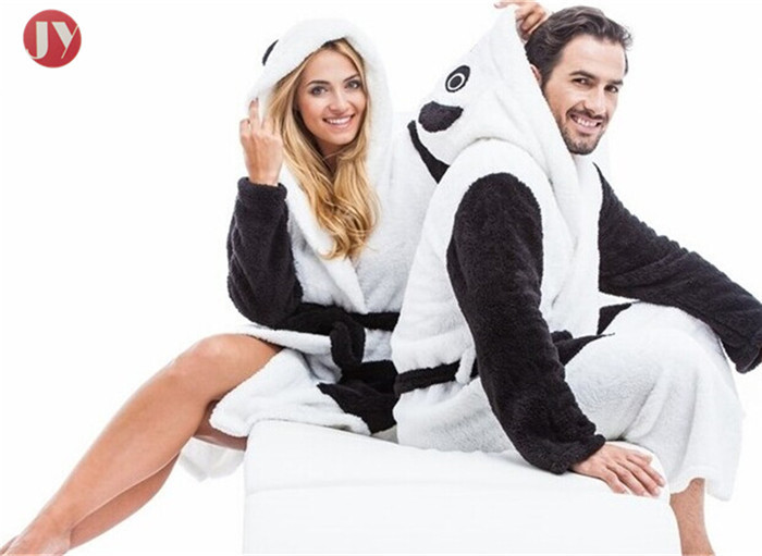 China Panda Soft Bathrobe With Hood Women Men Nightgown Home Clothes Warm Bath Robes Dressing Gowns factory