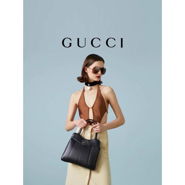 Quality Leather Palladium Tone Gucci Tote Mini Classic Silhouettes for sale