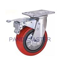 china Red Thick Polyurethane Heavy Duty Casters 6 Inch Swivel Caster With Brake