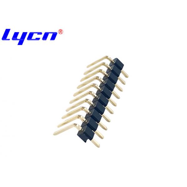 Quality Right Angle Pin Header Connectors Single Row 2.54mm Pitch PA9T Insulator Material for sale
