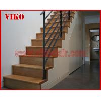China Wrought Iron Staircase VK112S  Wrought Iron Handrail Tread Beech,Railing tempered glass, Handrail b eech Stringer,carbon factory