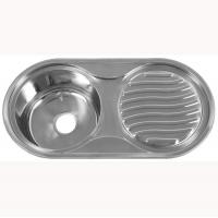 Quality 0.7mm Brushed Stainless Steel Kitchen Sink With Drainboard 1 Faucet Hole for sale