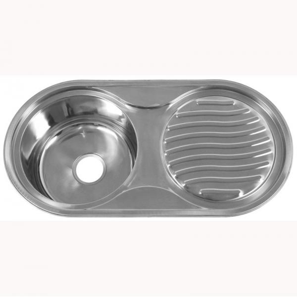 Quality 0.7mm Brushed Stainless Steel Kitchen Sink With Drainboard 1 Faucet Hole for sale