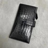 China Authentic Crocodile Skin Businessmen Large Bifold Wallet Clutch Purse Exotic Real Alligator Leather Male Card Holder for sale