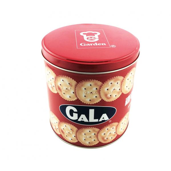 Quality Glossy Finished Christmas Cookie Tin Box Round Metal Tin Can 135 * 160mm for sale