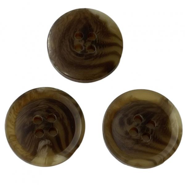 Quality Resin Eco Friendly Polyester Fake Horn Buttons In 22L Deep Brown 4 Holes for sale